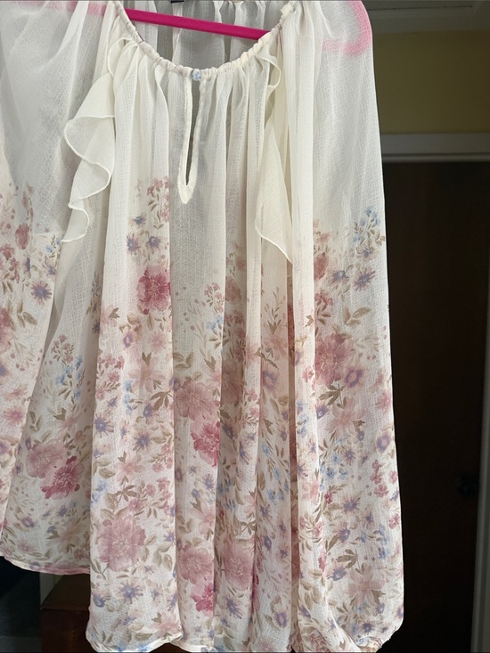 torrid Tops - torrid White Sheer Blouse with Pink Accent Trim